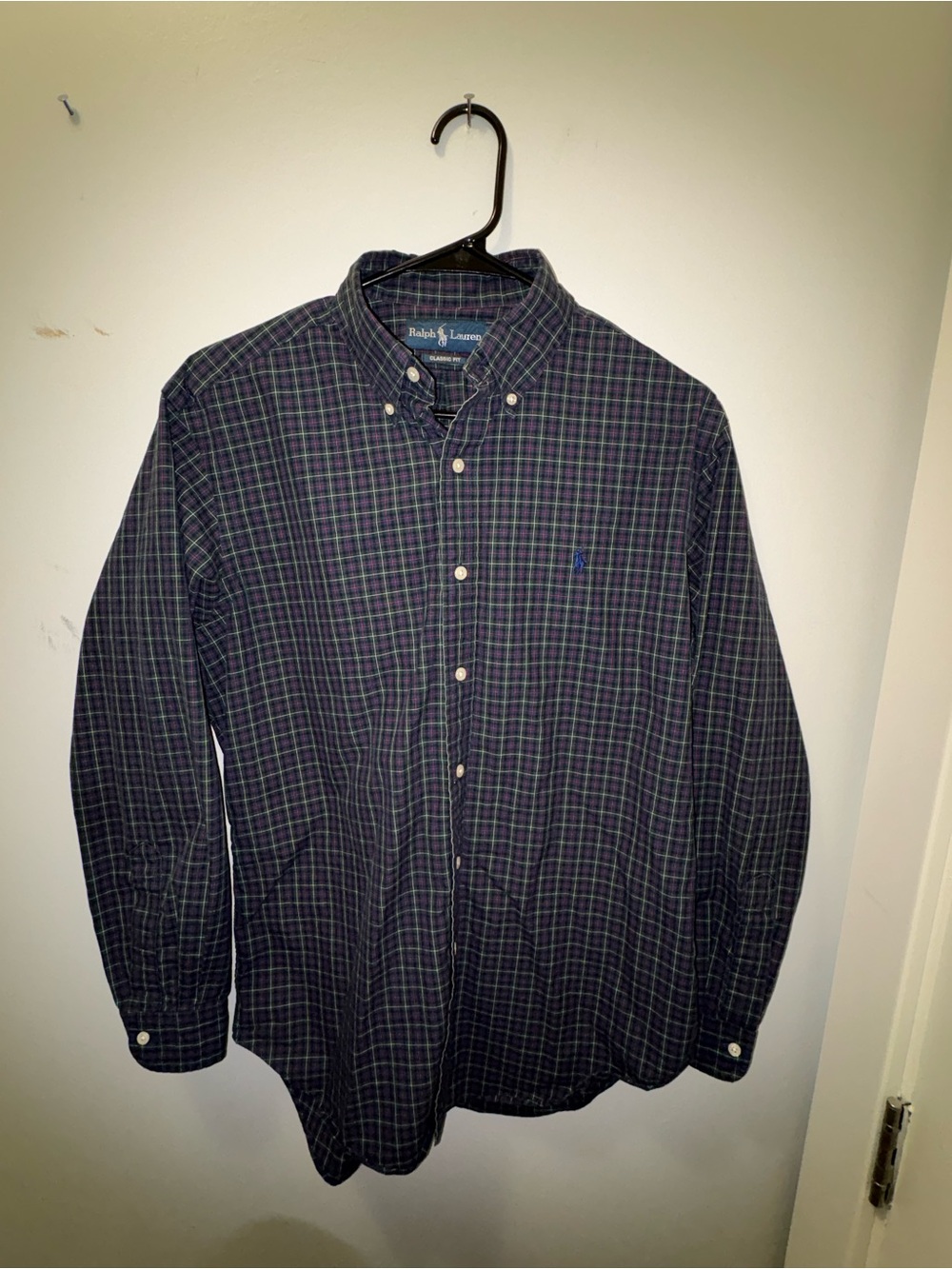 Ralph Lauren Men’s Button-Down Plaid Shirt - Navy & Green